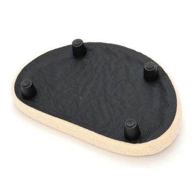 Schwarzer Möbelgleiter aus Kunststoff mit Filzunterseite, oval, für Parkettböden.