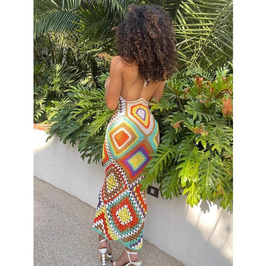 Handgehäkeltes, langes, einteiliges Strandkleid – Soleia