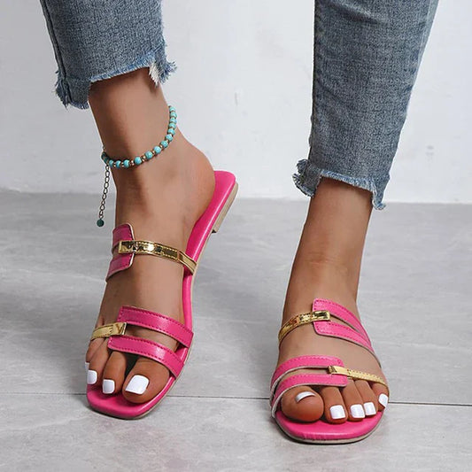 Damen flache Sommerschlappen mit offener Zehenpartie – Avianne