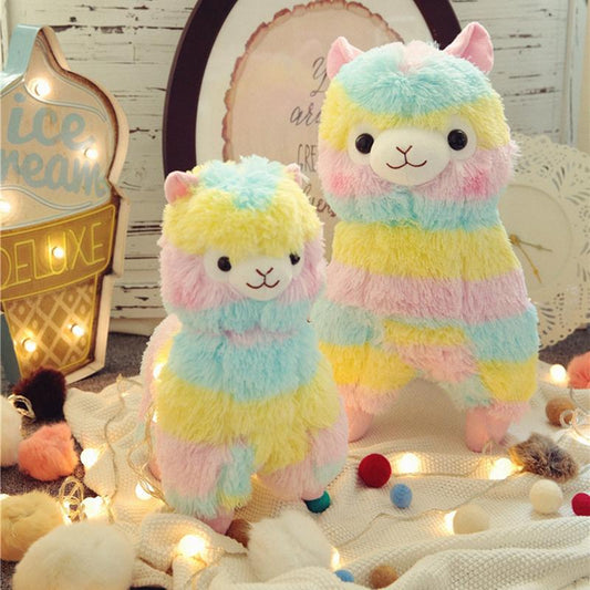Weiches Regenbogen-Alpaka Kuscheltier aus Plüsch für Babys & Kleinkinder