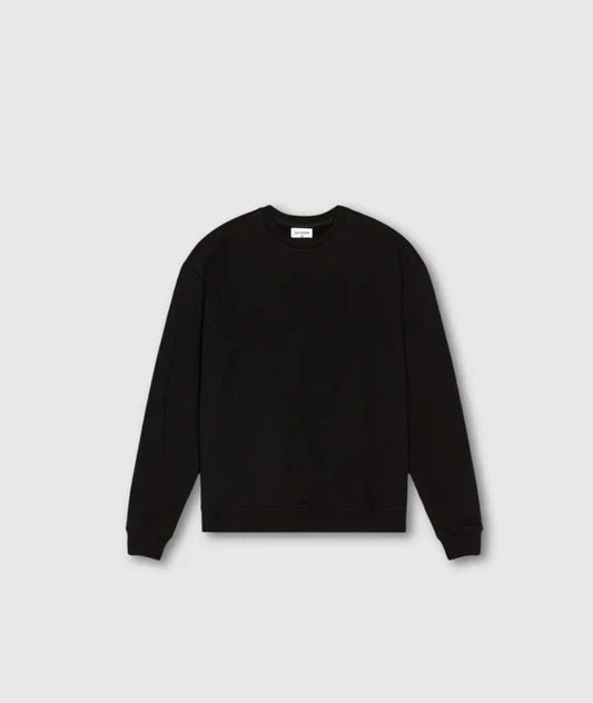 Schwarzer Unisex-Pullover, Baumwolle, Rundhals, Langarm, Basic-Design, modisch, bequem.