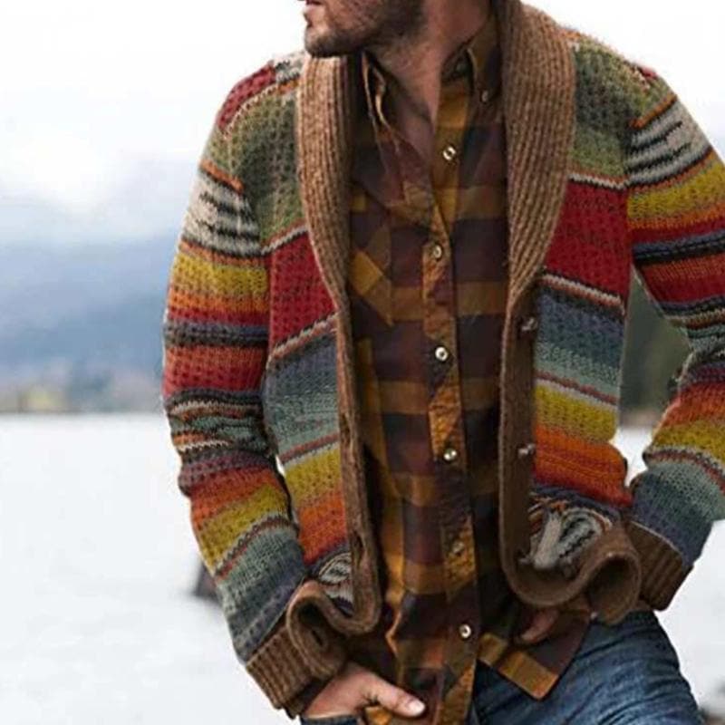 Gestreifte Herren Strickjacke im modernen Design – Deshon