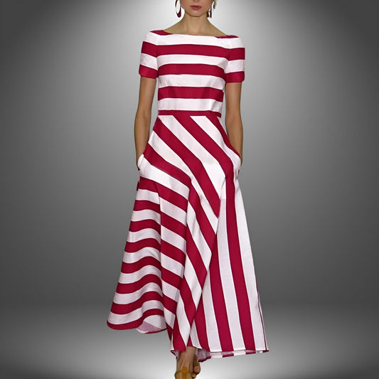 Gestreiftes & Stylishes Maxikleid mit kurzen Ärmeln – Noemi