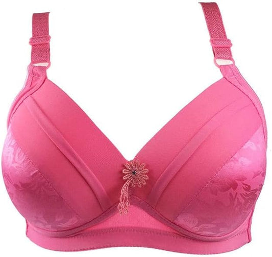 Rosa Damen-BH mit Spitze, verstellbaren Trägern und Blumendetail, Unterwäsche, Dessous.