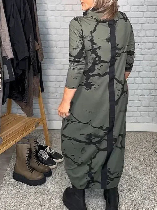 Kleid mit langen Ärmeln und Retro-Muster – Livienne