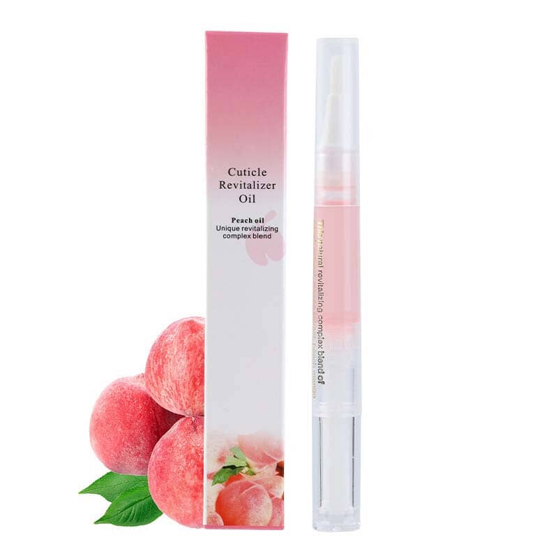 Pflegestift mit hellrosa Öl neben seiner rosa Verpackung, daneben frische Pfirsiche mit Blättern 17