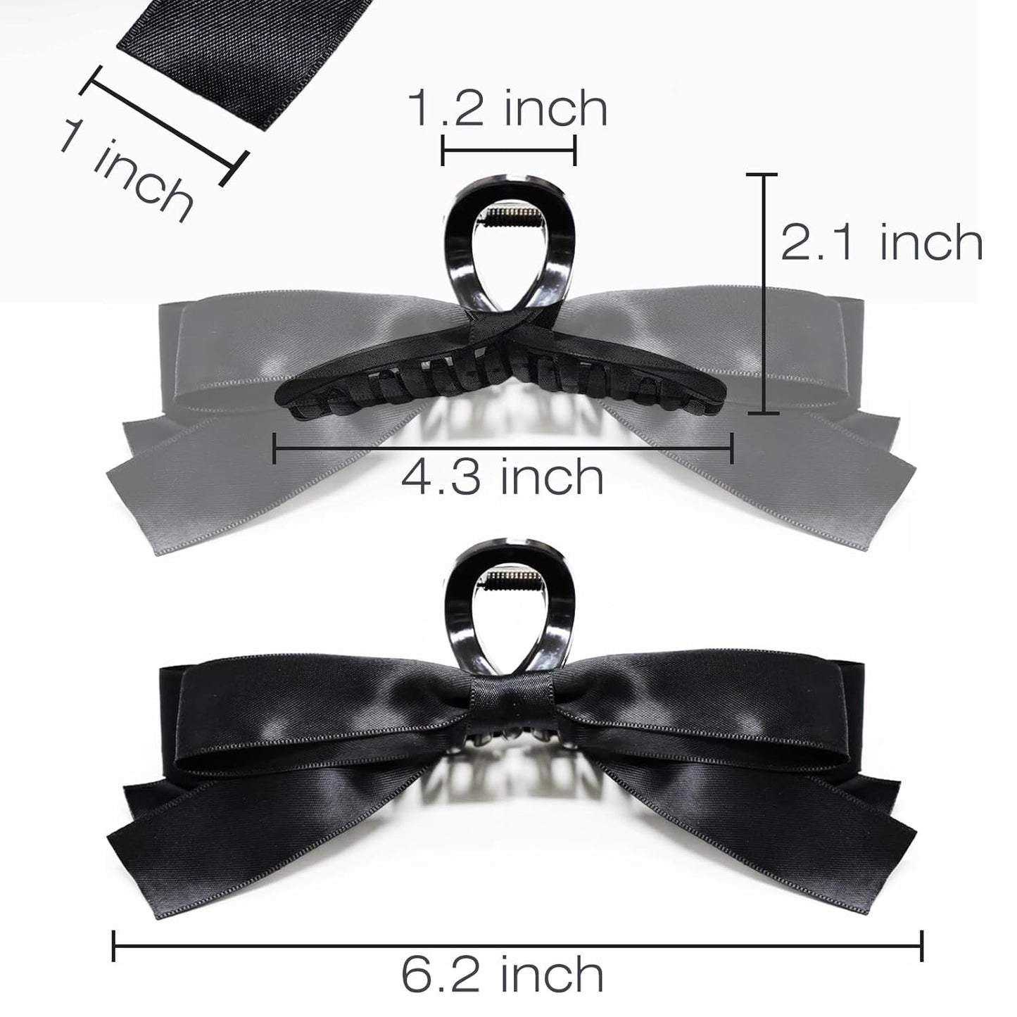 Schwarze Haarspange mit Schleife, Kunststoff, 6,2 Zoll, modisches Accessoire für Damen.