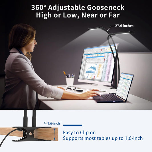 77 LED Schreibtisch-Klemmleuchte mit 70 cm flexiblem Schwanenhals – Ravien