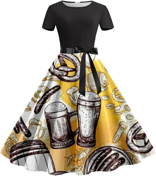 Bierkrug-&-Brezn-Kleid mit Taillenband – Anna Oktoberfest 2026