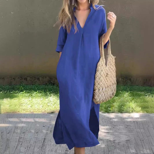 Sommerkleid mit V-Ausschnitt und Oberschenkelriemen – Soraya