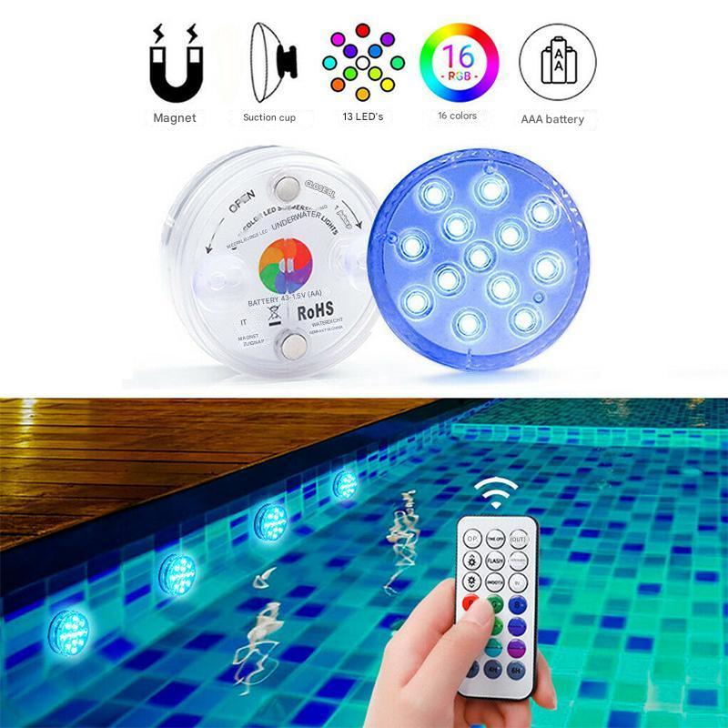 Wasserdichte LED-Unterwasserlampe mit Fernbedienung - GlowRipple