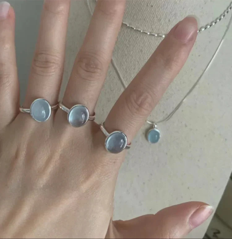 925er Sterlingsilber Ring - AquamarineElegance