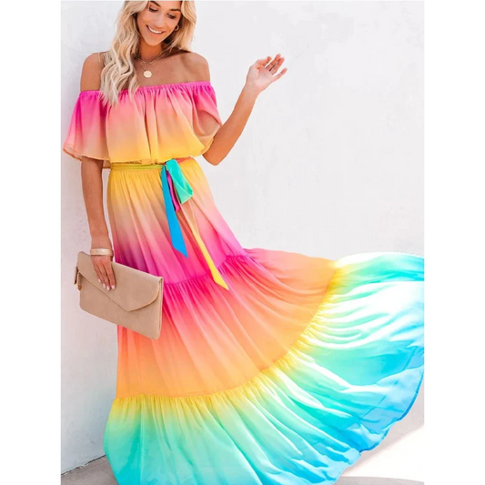 Mehrfarbiges Sommerkleid mit figurbetontem Schnitt – Alisha