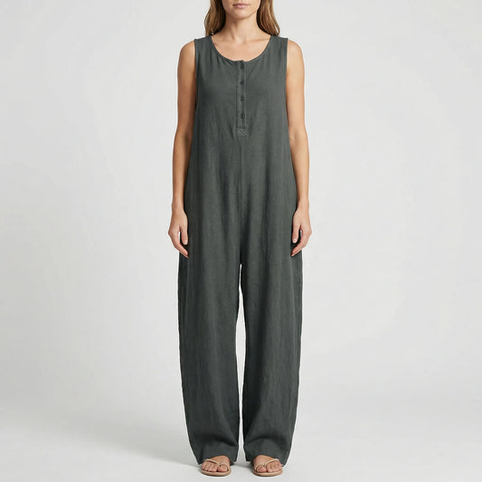 Ärmelloser Jumpsuit Mit Kapuze Und Knopfleiste - Priscilla
