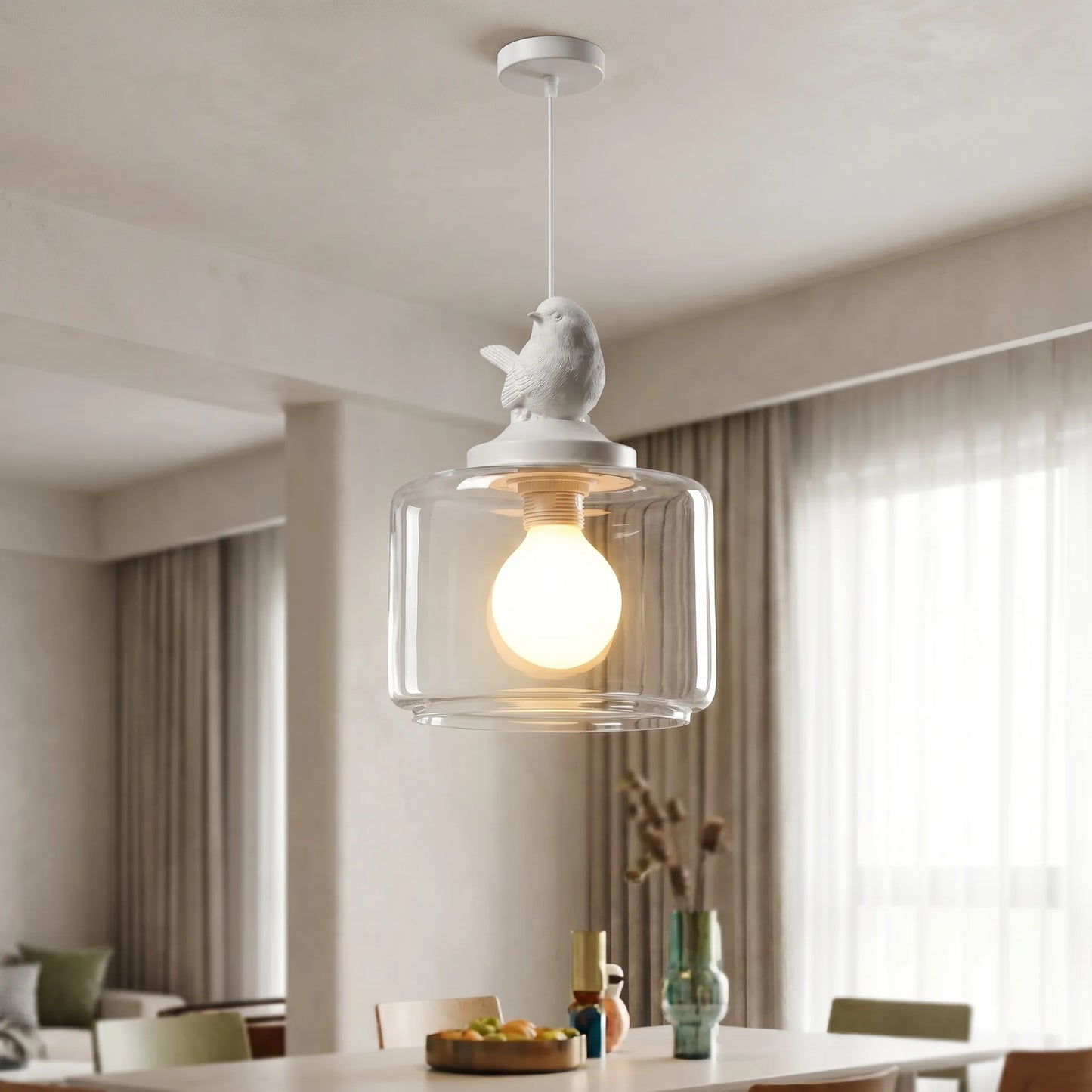 Bird-Motif Glass Pendant Lamp - Avirel