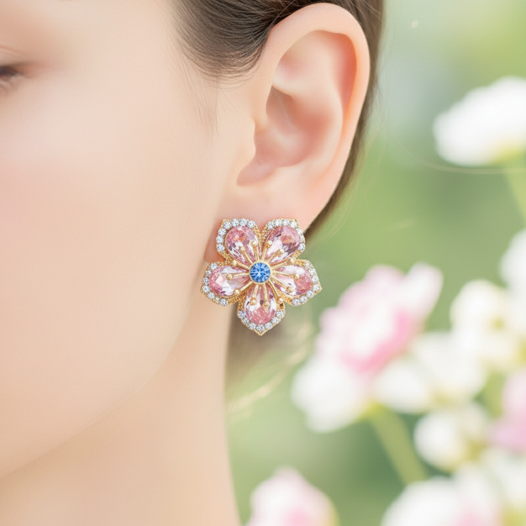 Blumenohrringe Mit Zirkonia - FloraEarrings