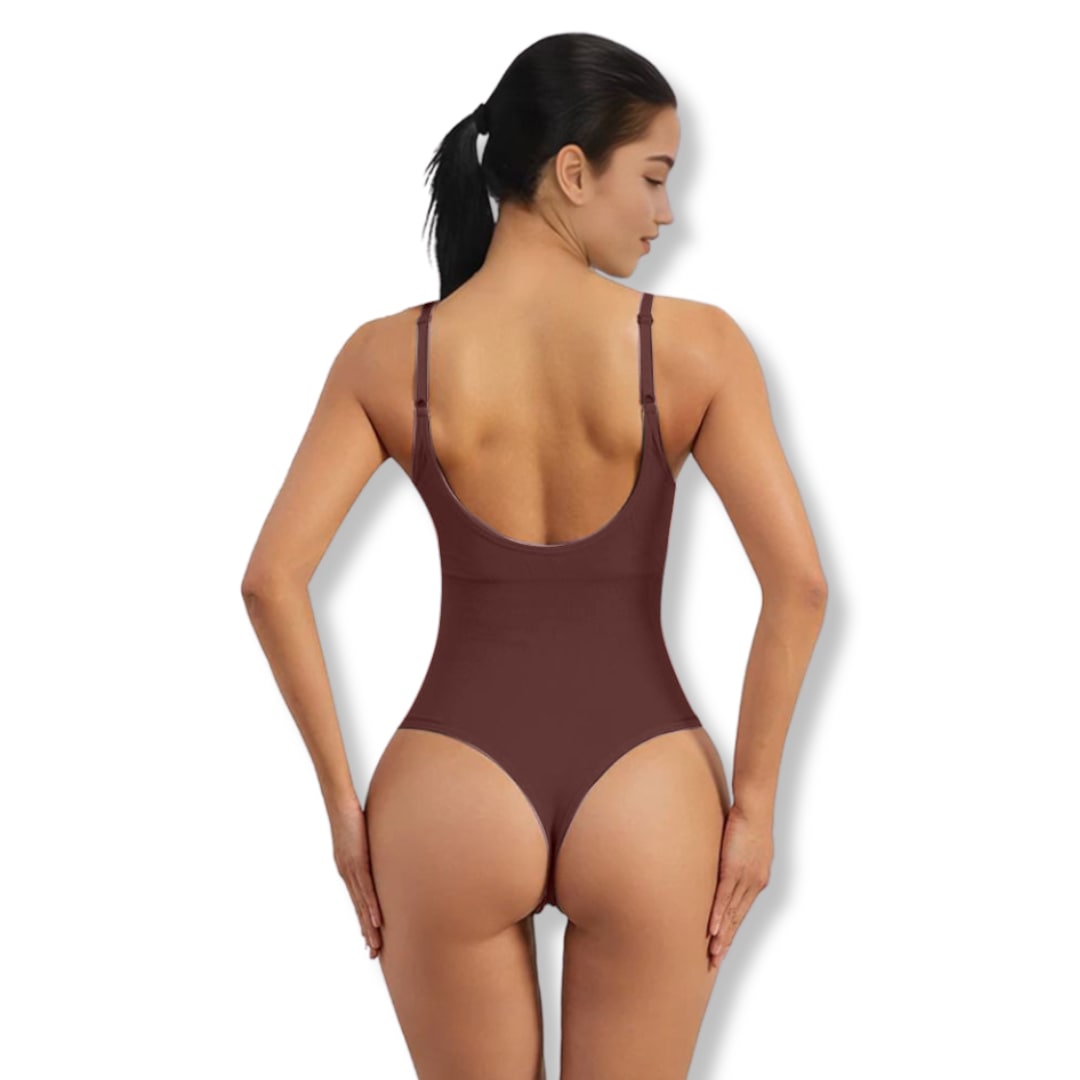 Korrigierende nahtlose hautfarbene Strumpfhose mit String – Aveline