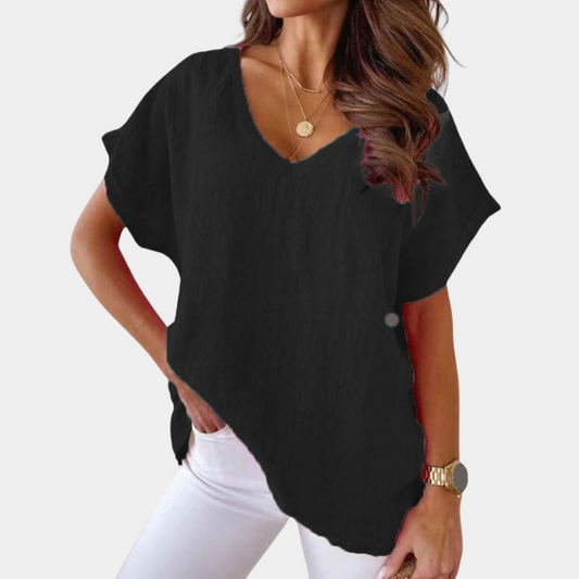Lässiges Damen-T-Shirt mit V-Ausschnitt – Yuna
