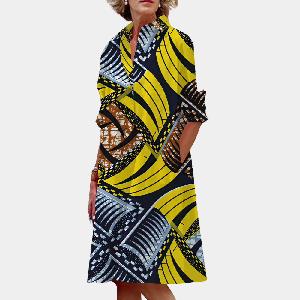 Midi-Kleid mit Muster und sommerlichem Schnitt – Ysolde