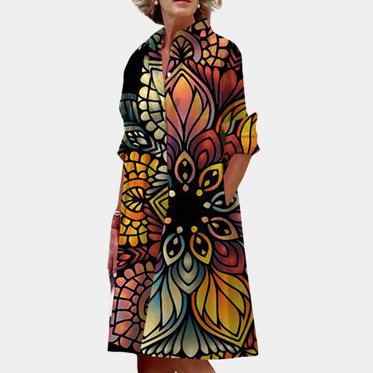 Midi-Kleid mit Muster und sommerlichem Schnitt – Ysolde