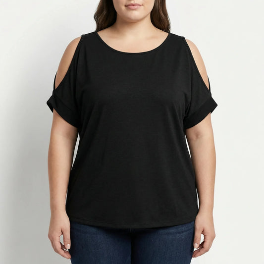 Damen T-Shirt In Großen Größen Mit Cold-Shoulder-Detail - Melissa