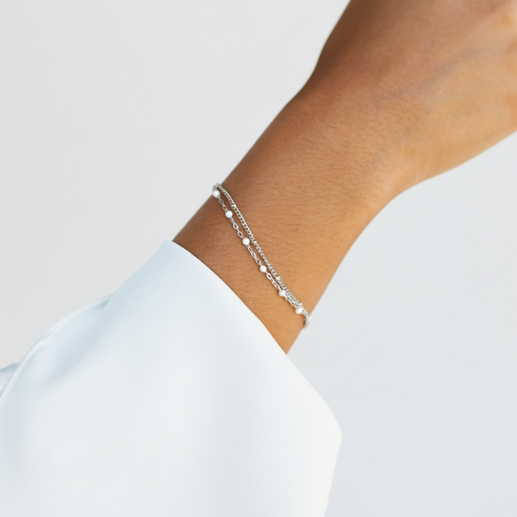 Doppelreihiges Perlenarmband - PearlWonders