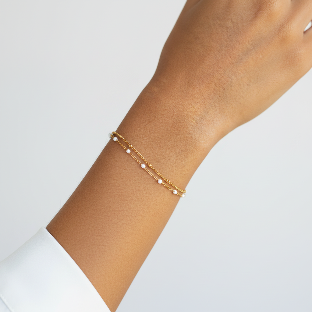 Doppelreihiges Perlenarmband - PearlWonders