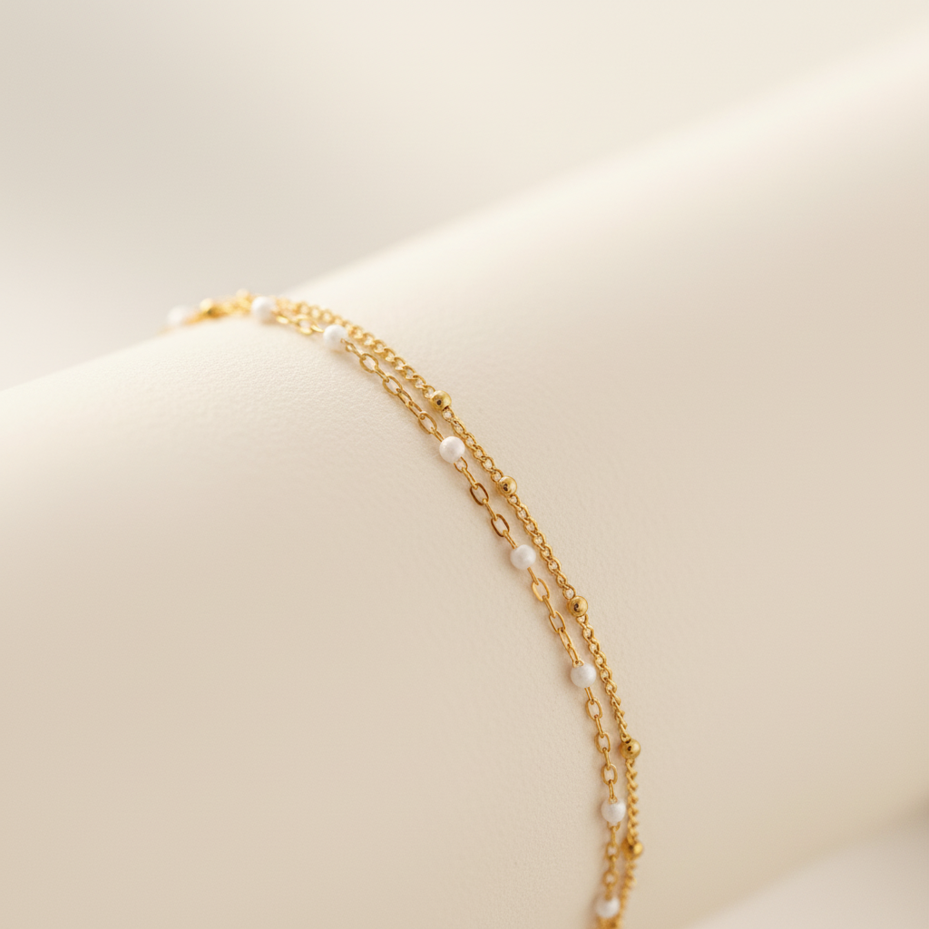 Doppelreihiges Perlenarmband - PearlWonders