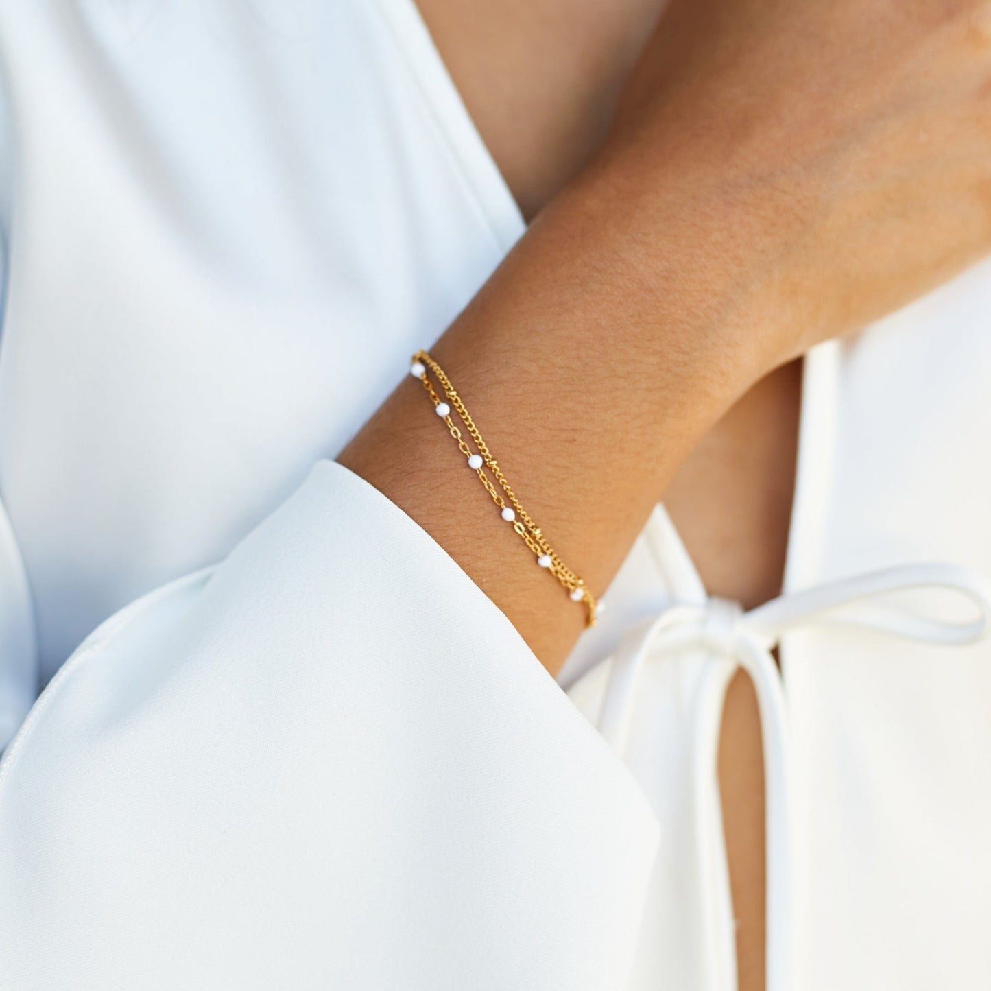 Doppelreihiges Perlenarmband - PearlWonders