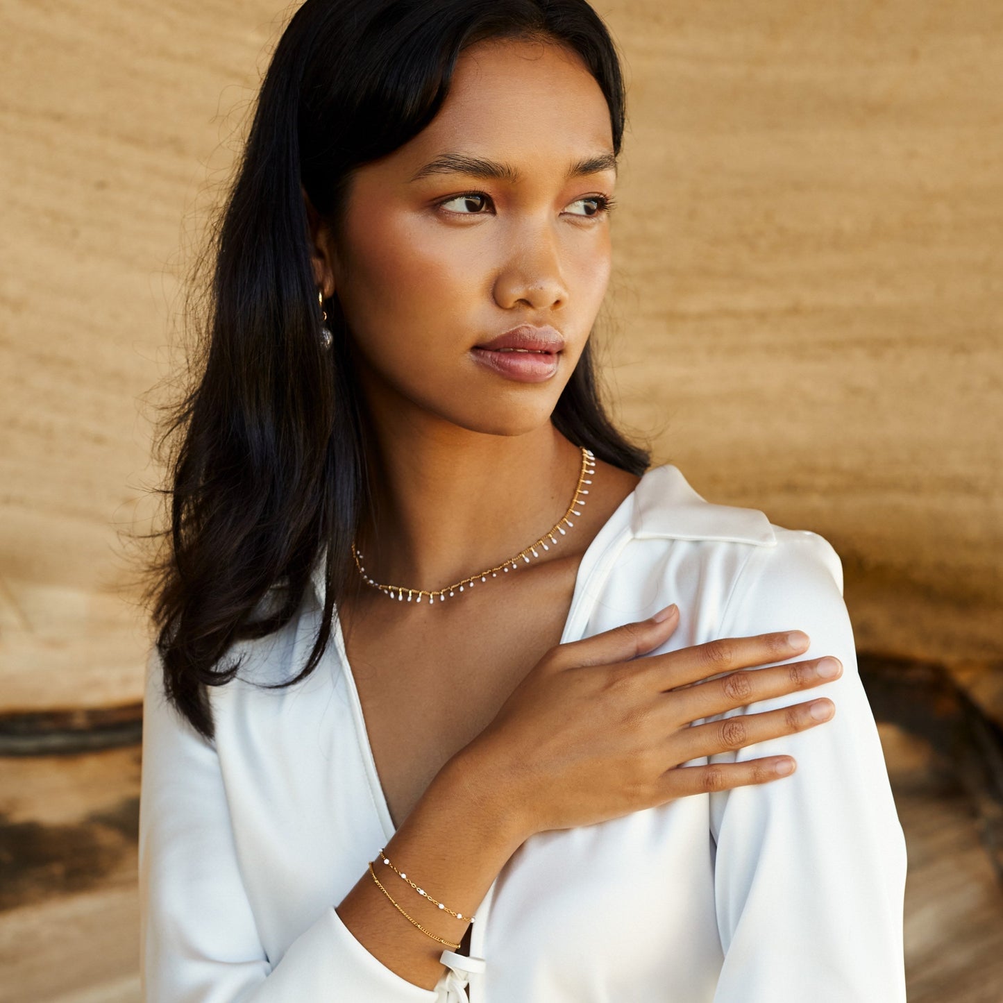 Doppelreihiges Perlenarmband - PearlWonders