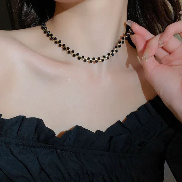 Doppelte Kristall- Und Perlenkette - CrystalPearlNecklace