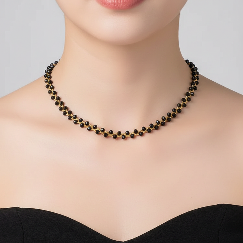 Doppelte Kristall- Und Perlenkette - CrystalPearlNecklace