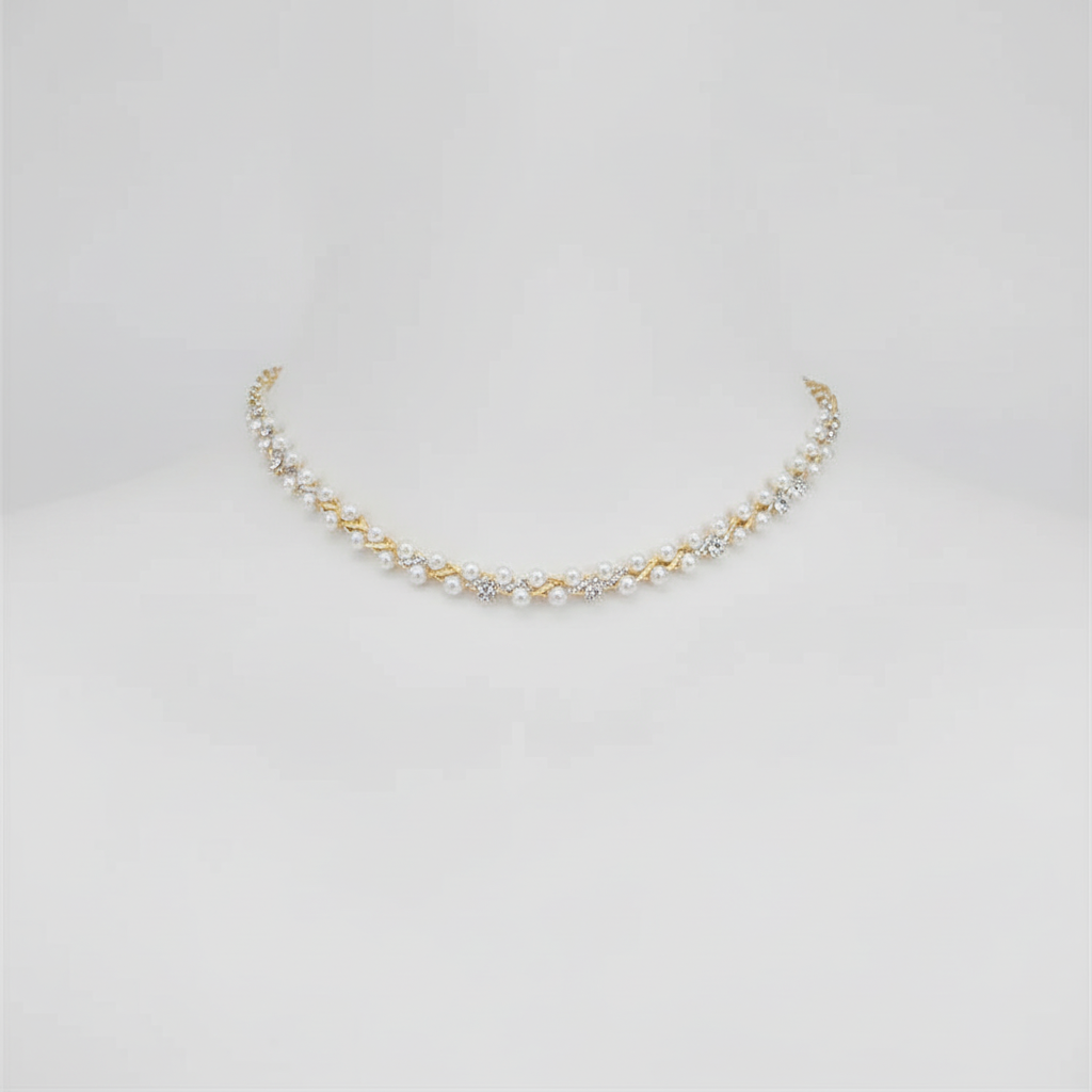 Doppelte Kristall- Und Perlenkette - CrystalPearlNecklace