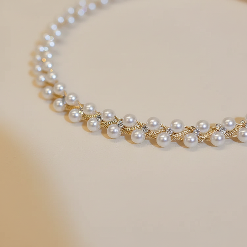 Doppelte Kristall- Und Perlenkette - CrystalPearlNecklace