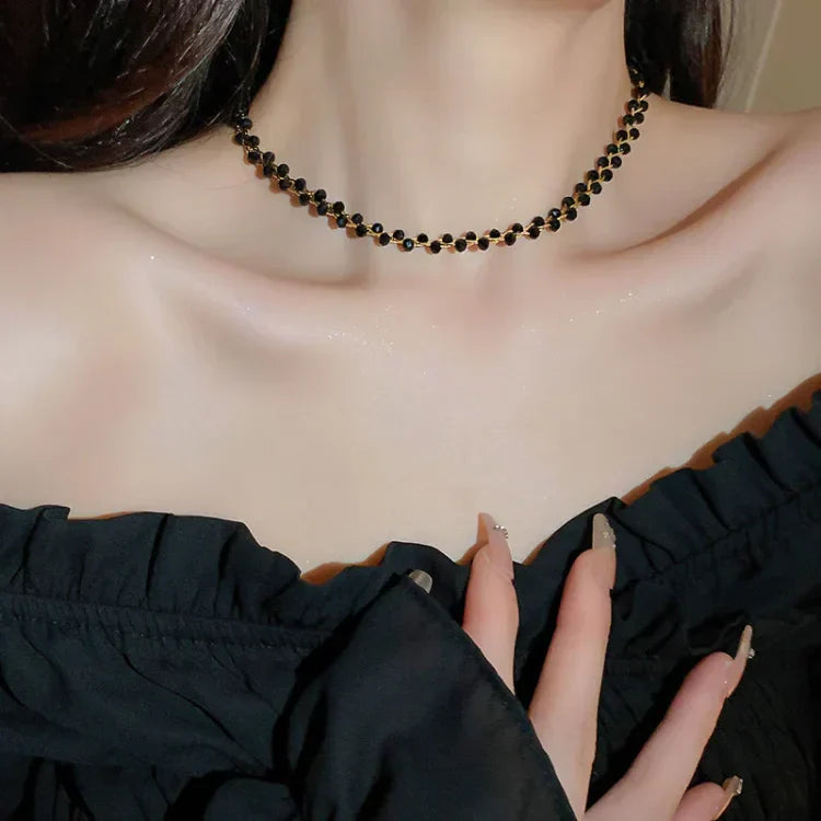 Doppelte Kristall- Und Perlenkette - CrystalPearlNecklace