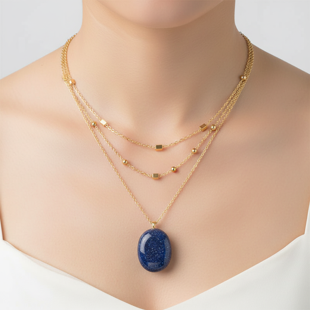Edelsteinkette Mit Anhänger - HexaJewelry