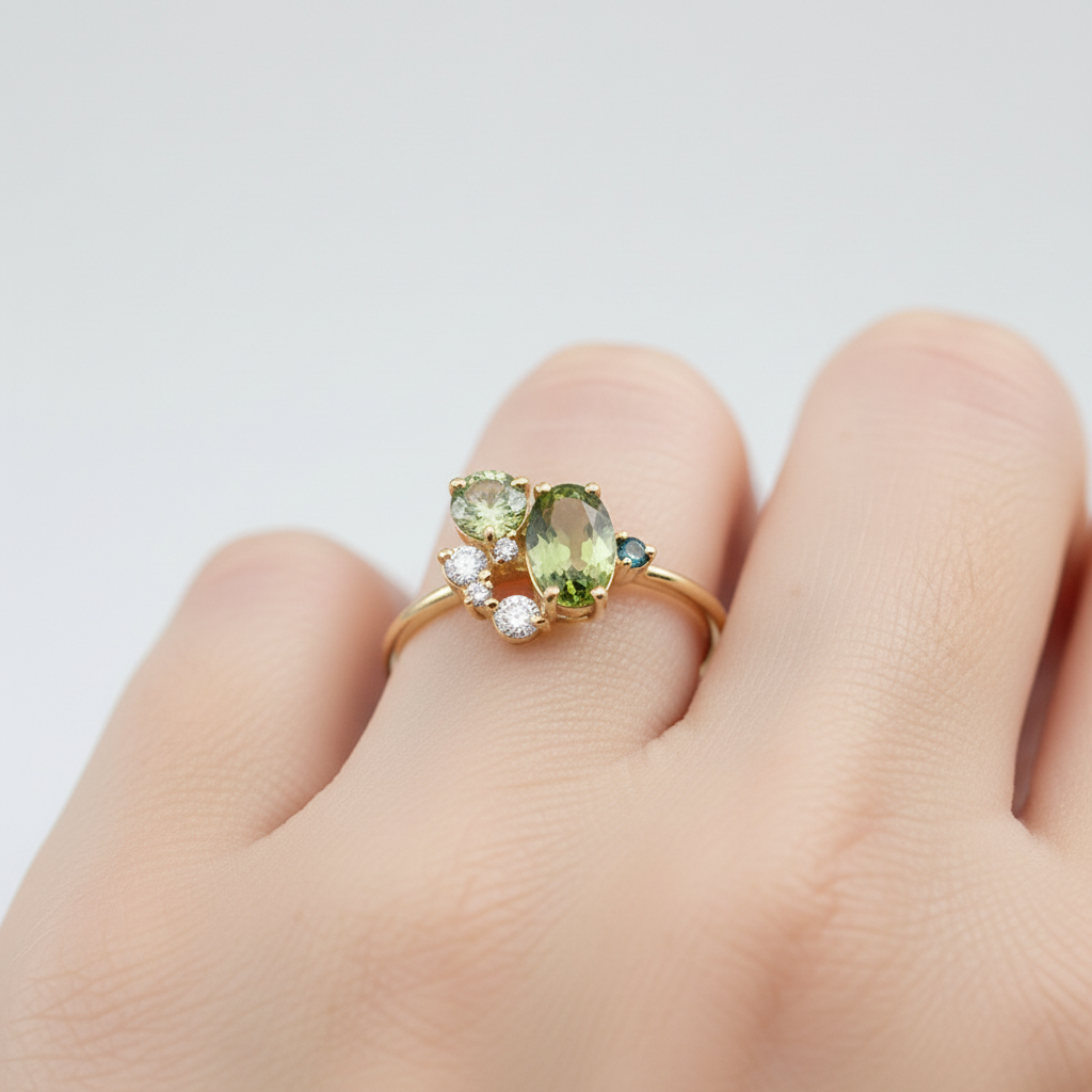 Edelsteinring Mit Zirkon - PeridotRing