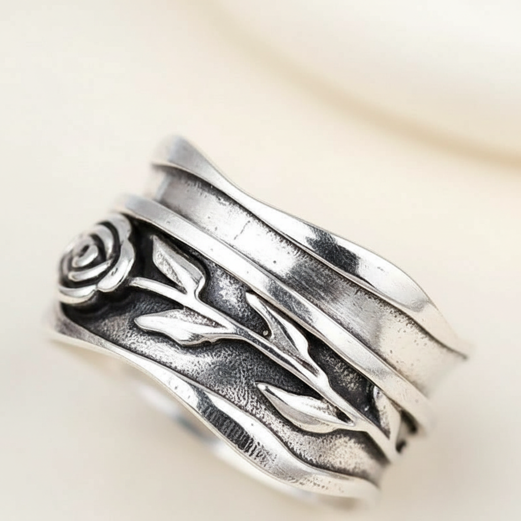 Eleganter Silberring - FloralRing