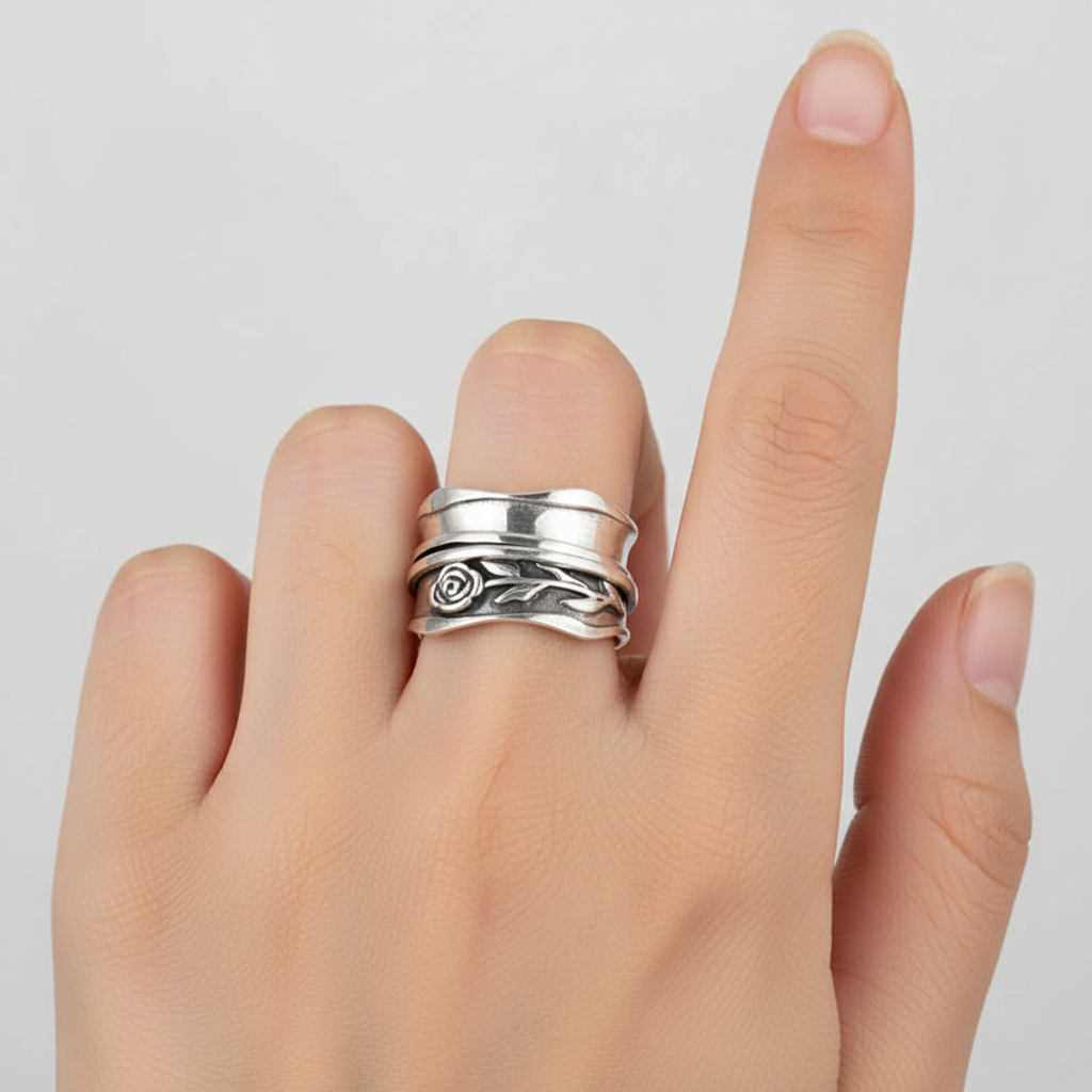 Eleganter Silberring - FloralRing