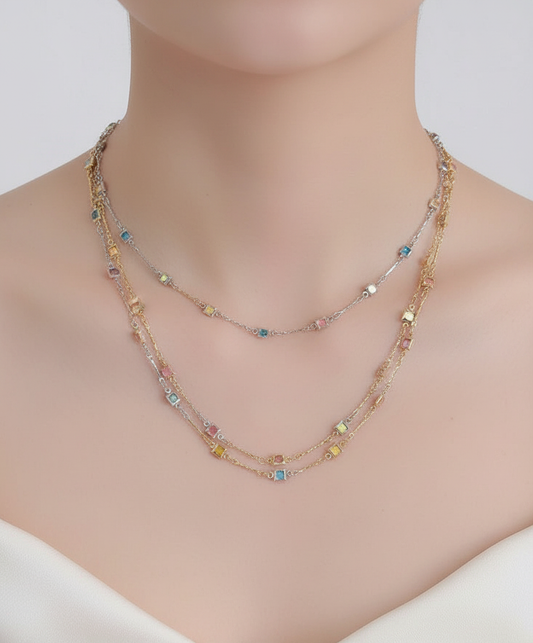Feine Kette Mit Steinen - VividNecklace