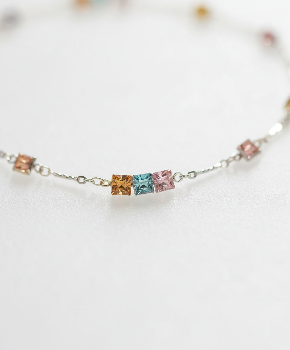 Feine Kette Mit Steinen - VividNecklace