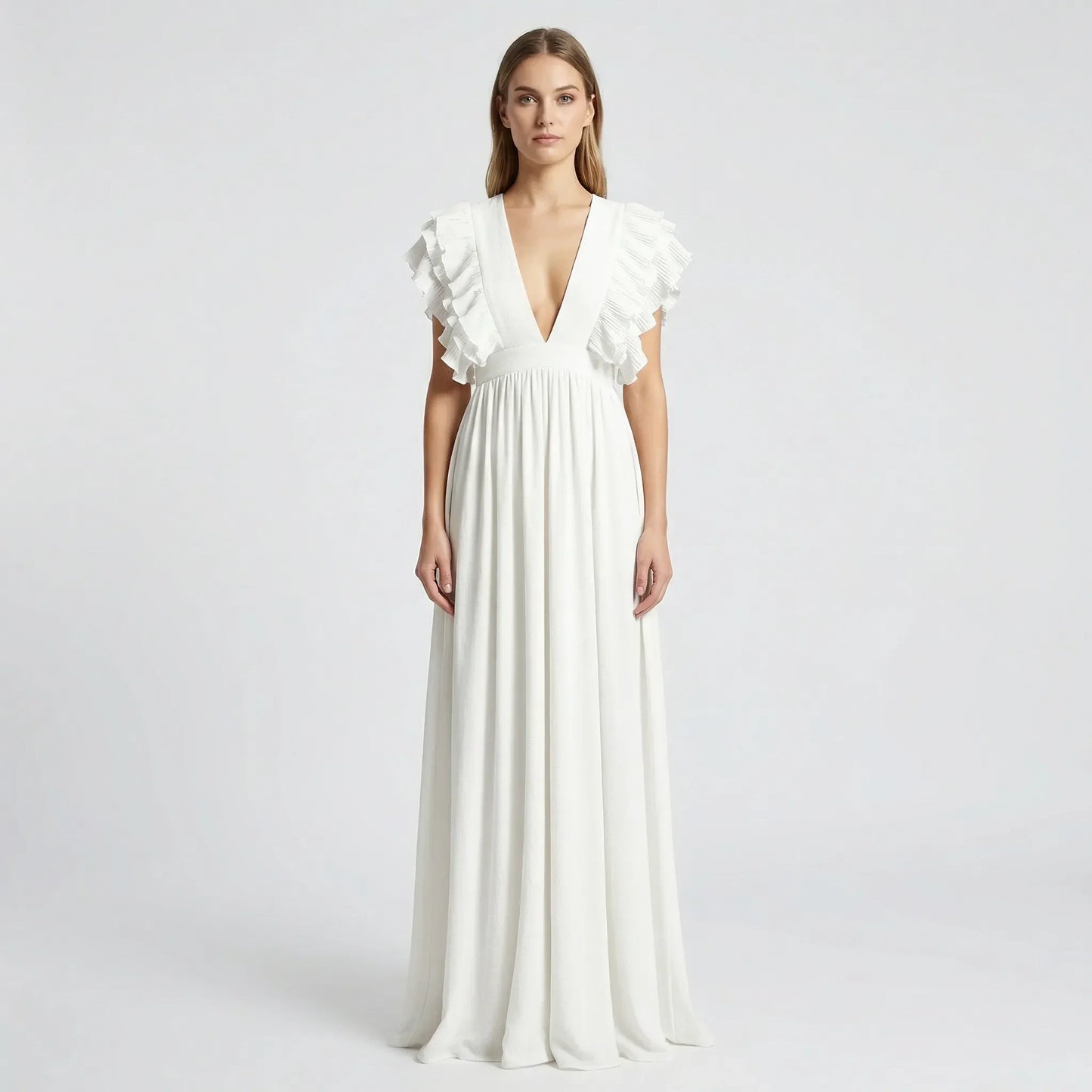 Fließendes Abendkleid Mit Rüschenärmeln - Gladys