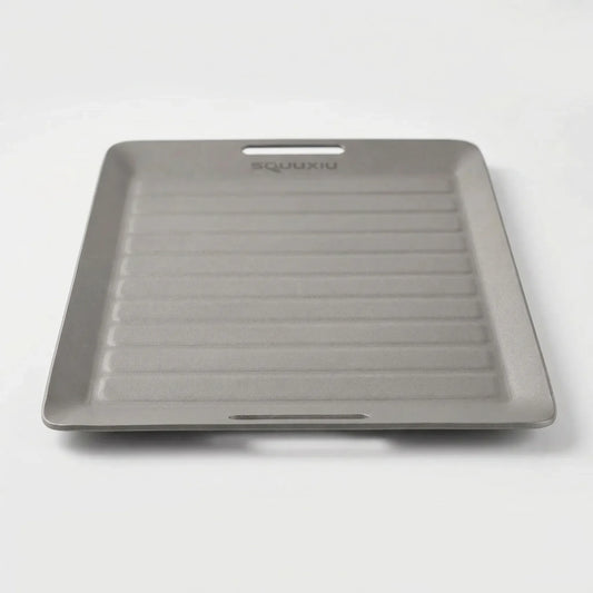 Geriffelte Camping-Grillplatte Mit Zange - Flamekit
