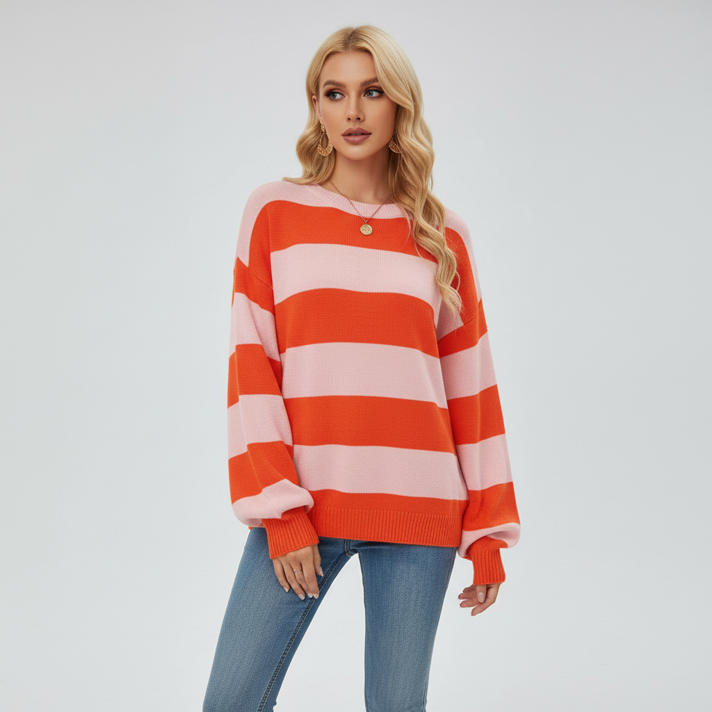 Gestreifte Damenstrickjacke - Lena