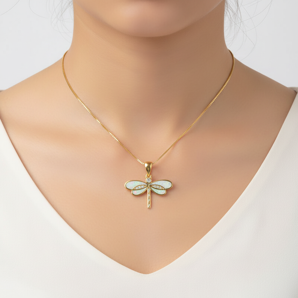 Goldene Halskette - DragonflyGlow