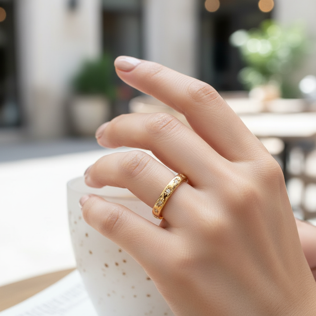 Goldfarbener Zirkonring - Elegantring