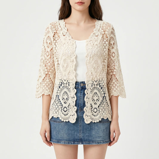 Häkelstrickjacke Mit Offener Front - Margie