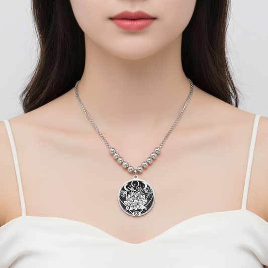 Halskette Mit Lotusmotiv - SilverPower