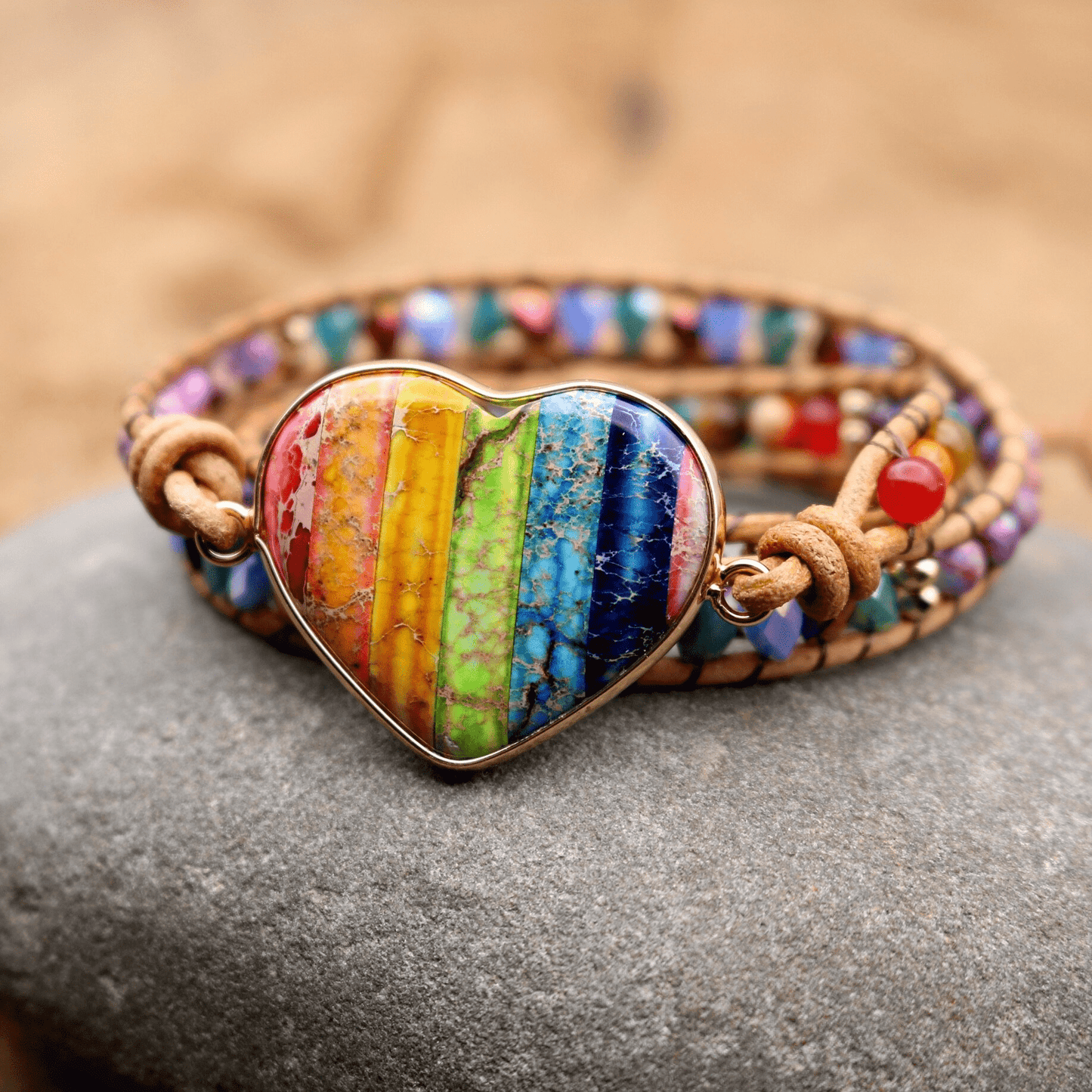 Handgefertigtes Wickelarmband - Heartlove