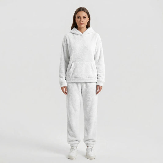 Hooded Fluffy Two-Piece Lounge Set - Marsha